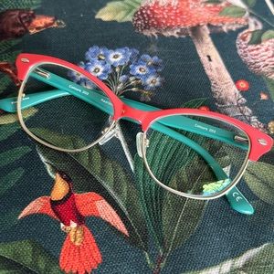 CE Colors eye glasses - red and green frames